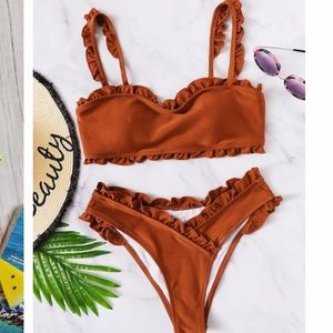 Two piece ruffle swim suit